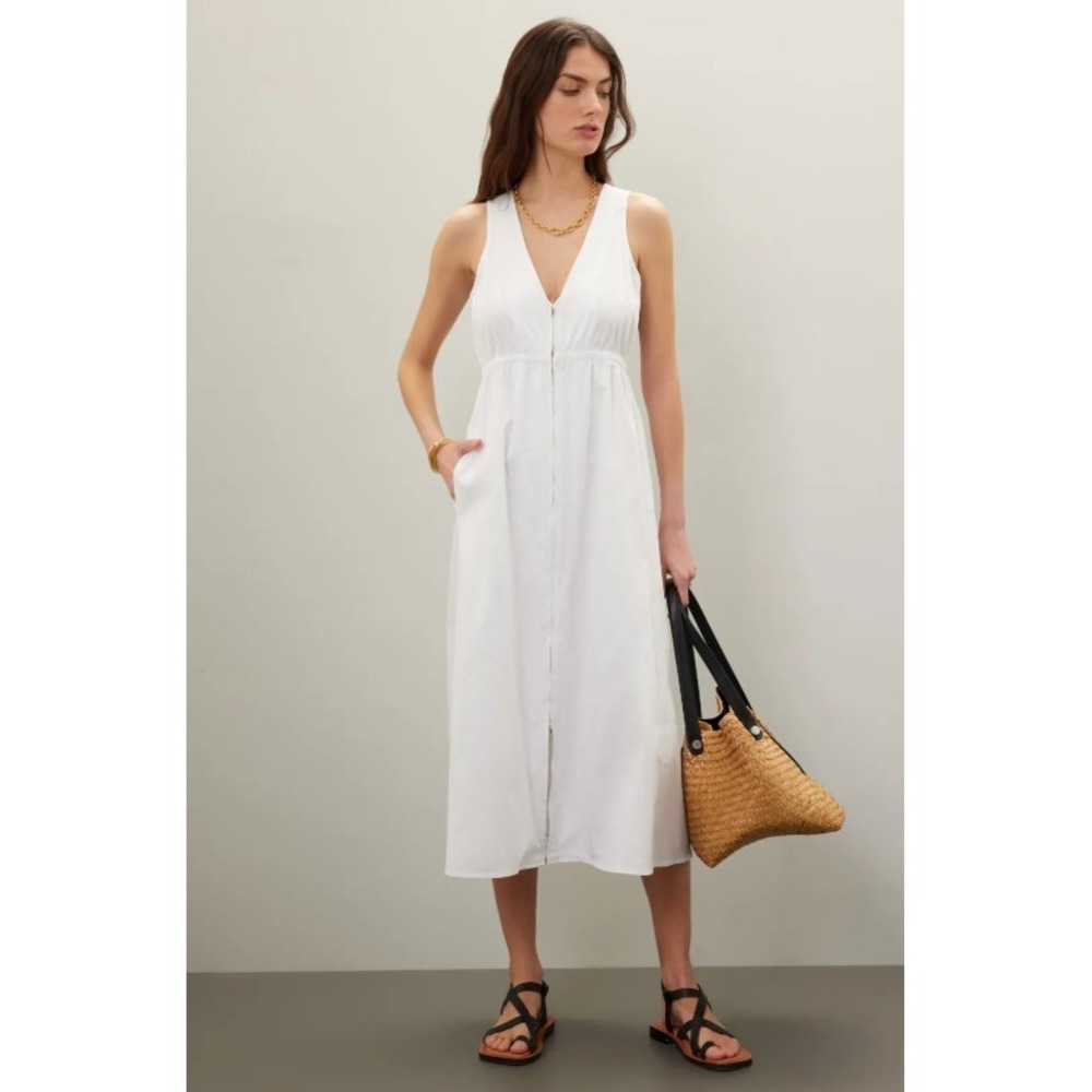 Elegant White Jean Midi Dress